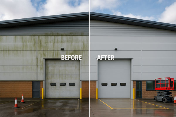External building cleaning on commercial cladding in Driffield